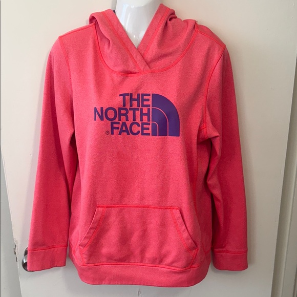 The North Face Womens Hooded Pullover Sweatshirt Size L Neon Pink - Picture 1 of 15